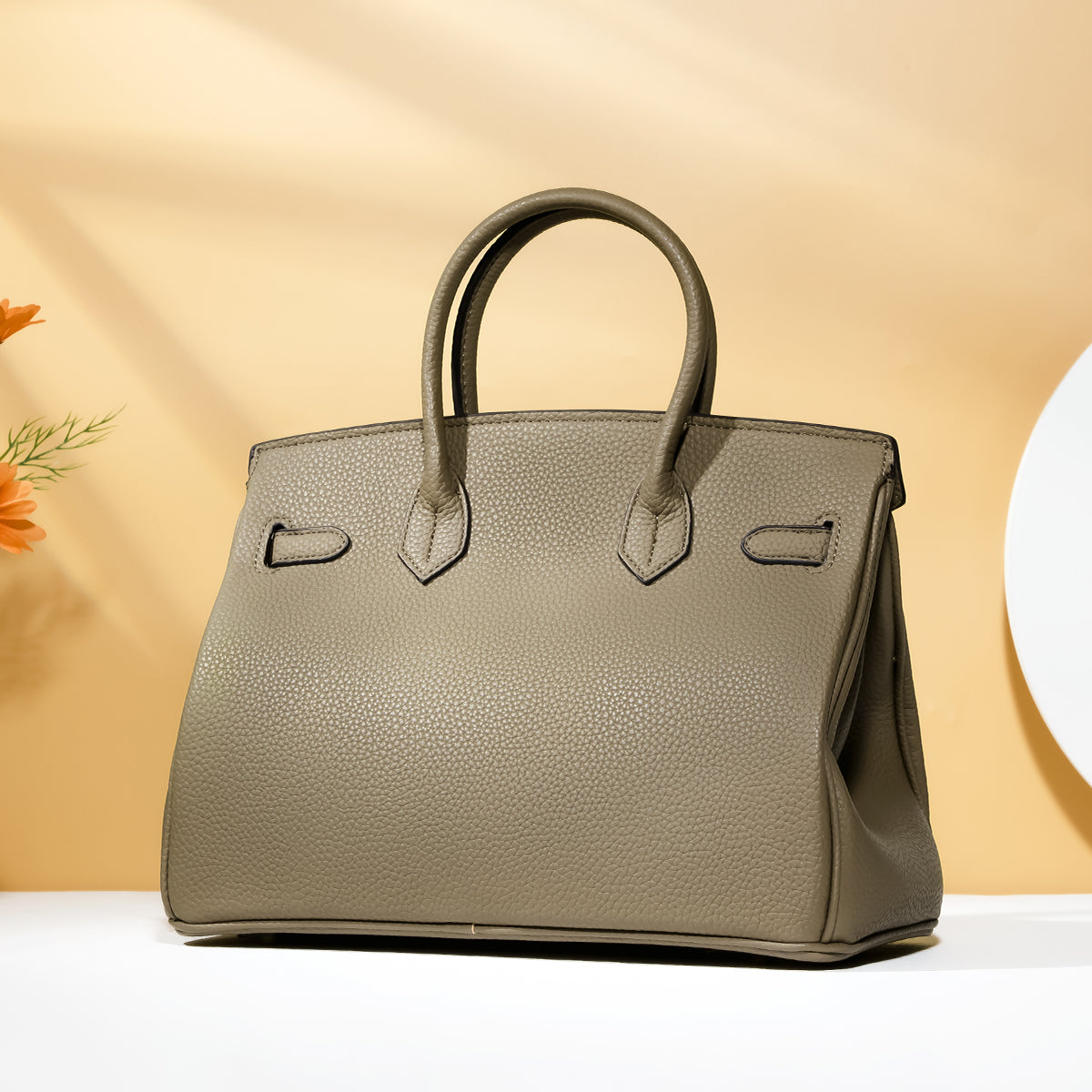 Bella-Milk Brown Leather Purse