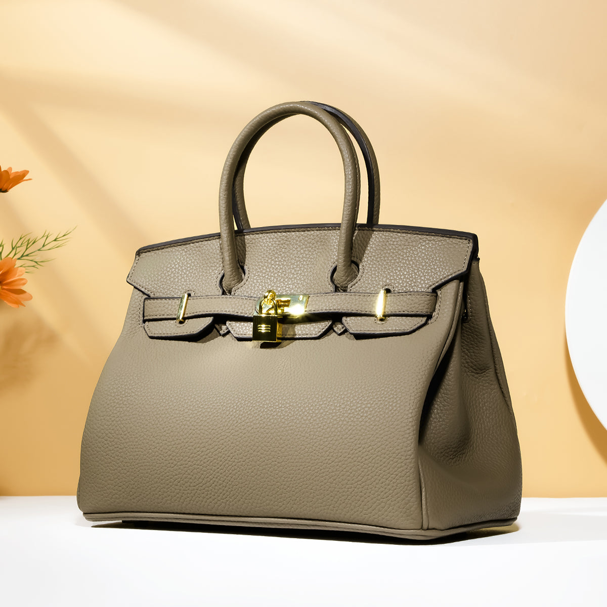 Bella-Milk Brown Leather Purse