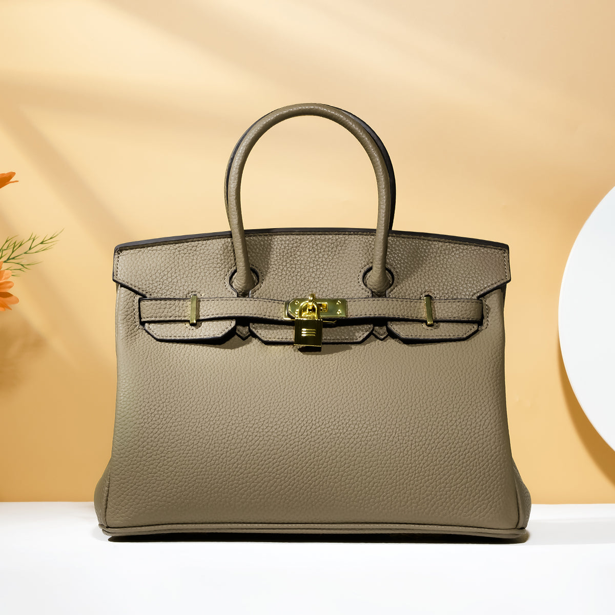 Bella-Milk Brown Leather Purse