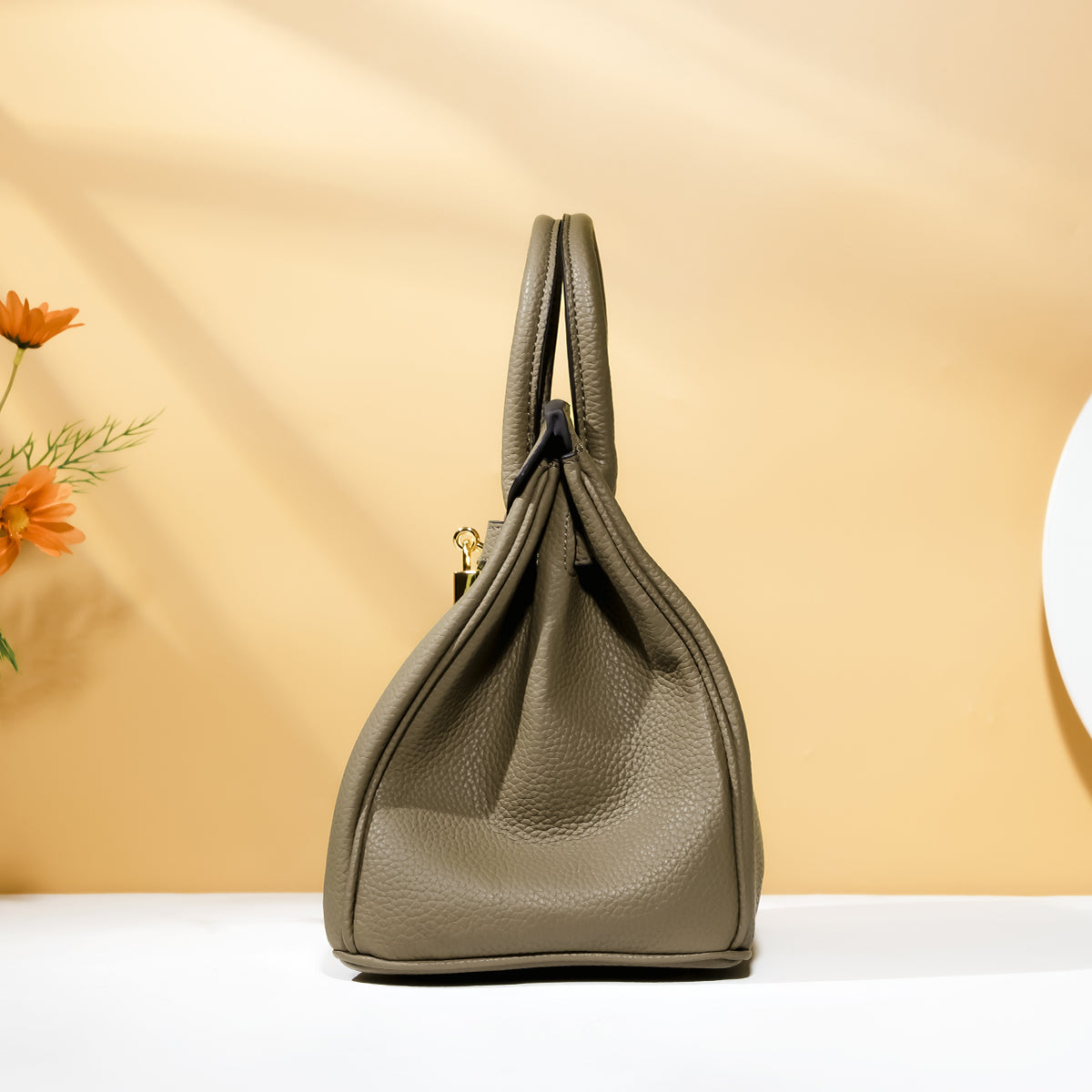 Bella-Milk Brown Leather Purse