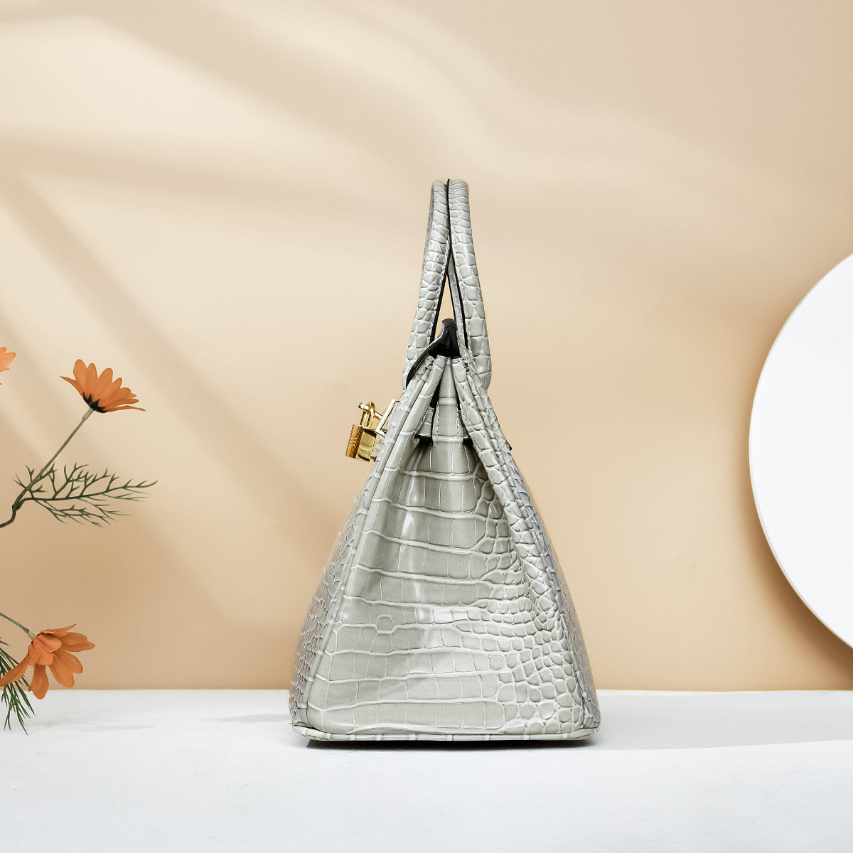 Bella-Milk White Leather Purse