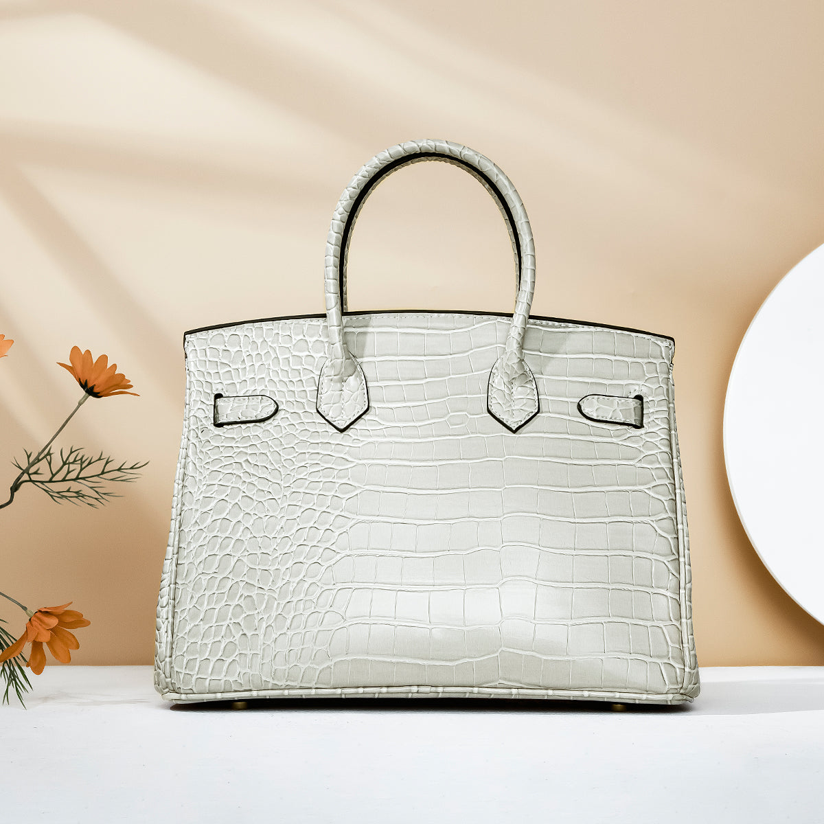 Bella-Milk White Leather Purse