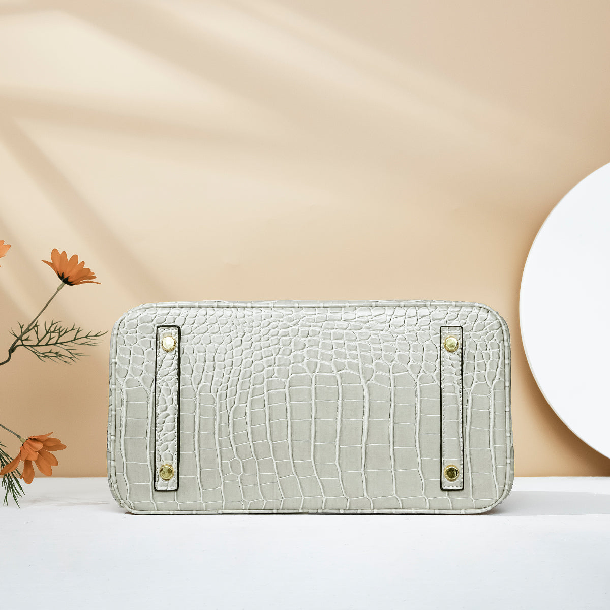 Bella-Milk White Leather Purse