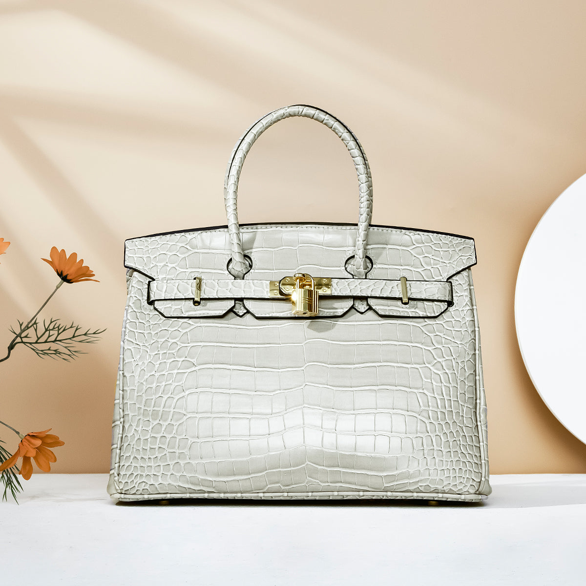 Bella-Milk White Leather Purse